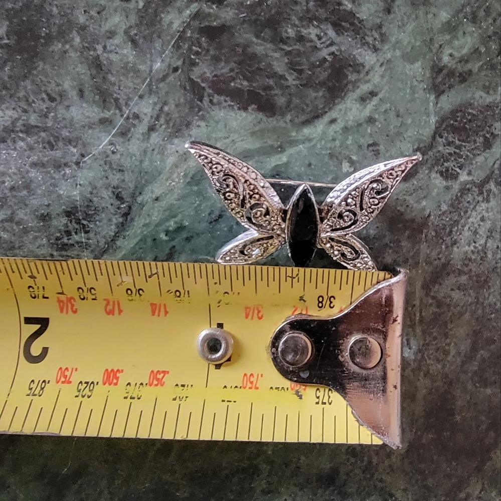 Silvertone Rhinestone Butterfly Brooch - Picture 3 of 3